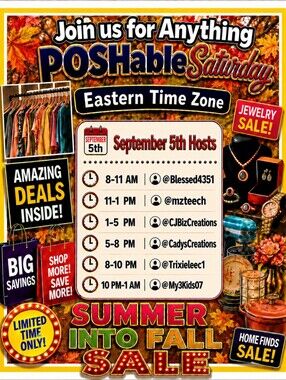 Anything POSHable!  Saturday Train Share Show - All Day Coast to Coast Hosts